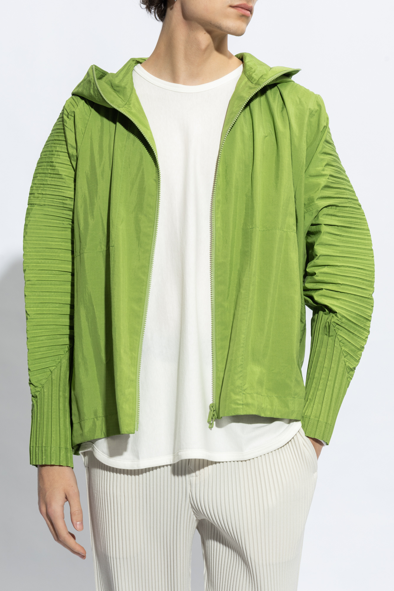 Green Jacket with pleated sleeves Homme Plissé Issey Miyake